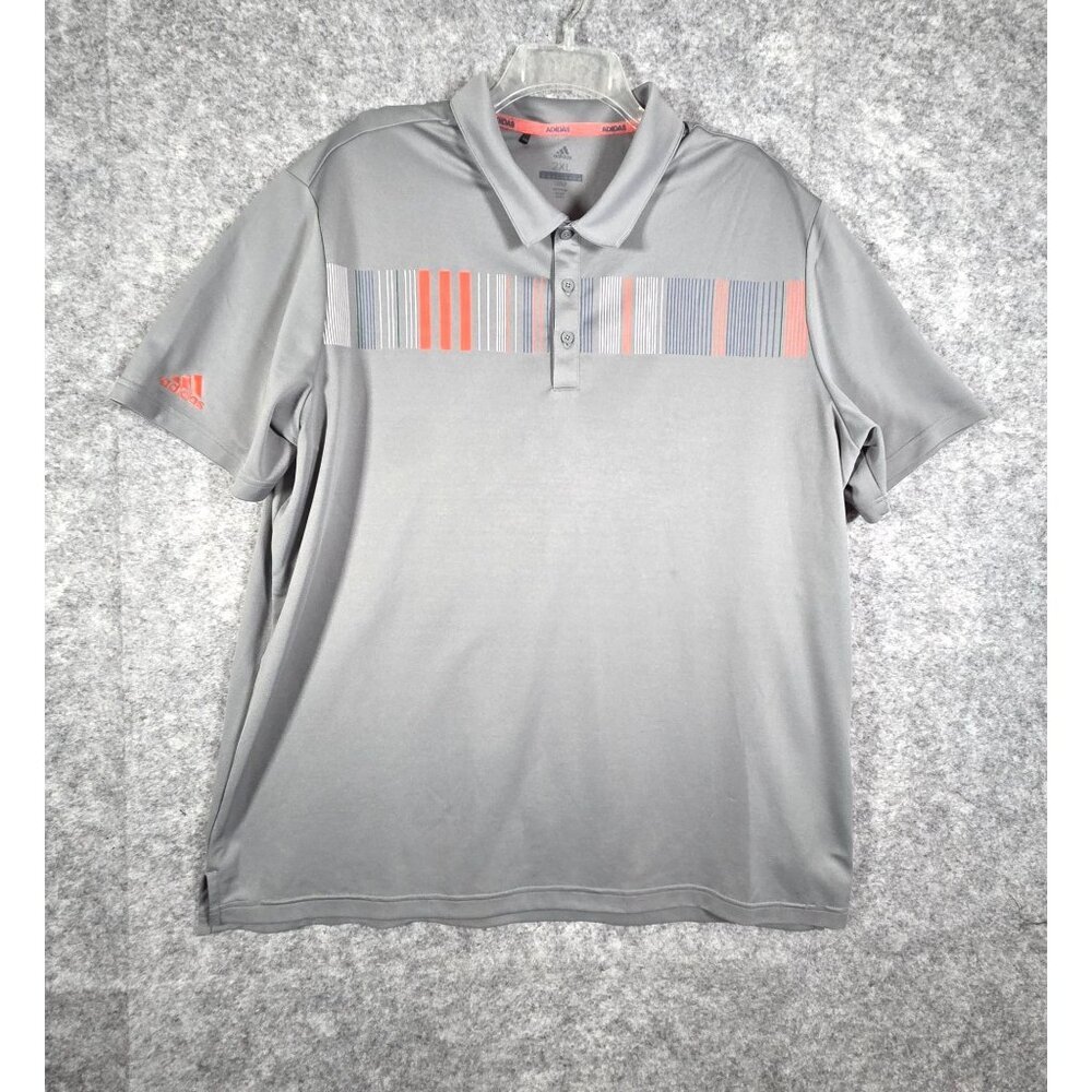 Adidas Men's Golf Polo Shirt Short Sleeve Moisture Wicking Gray Size 2XL Casual